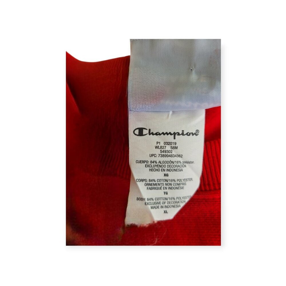 Champion XL Tomato Red Reverse Weave Cropped Sweatshirt Oversized Crewneck - Picture 8 of 9